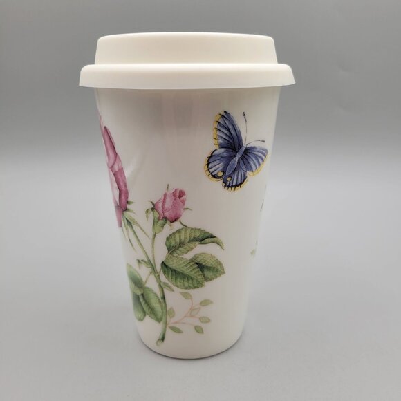 Lenox Butterfly Meadow Ceramic Travel Mug With Lid 10 fl oz - Picture 2 of 9